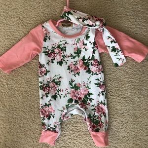 Baby girl romper/head wrap